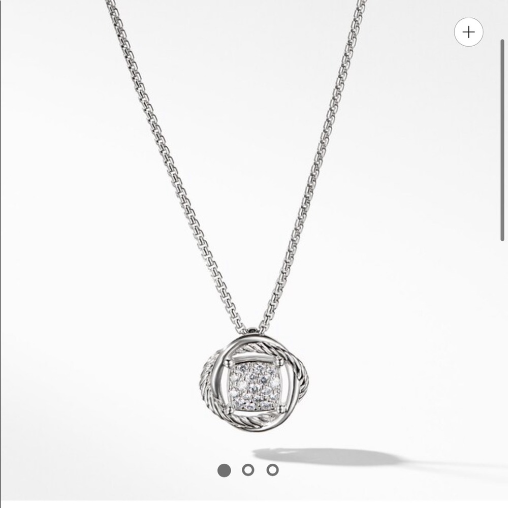 David Yurman Diamond Infinity Necklace Pendant with Box